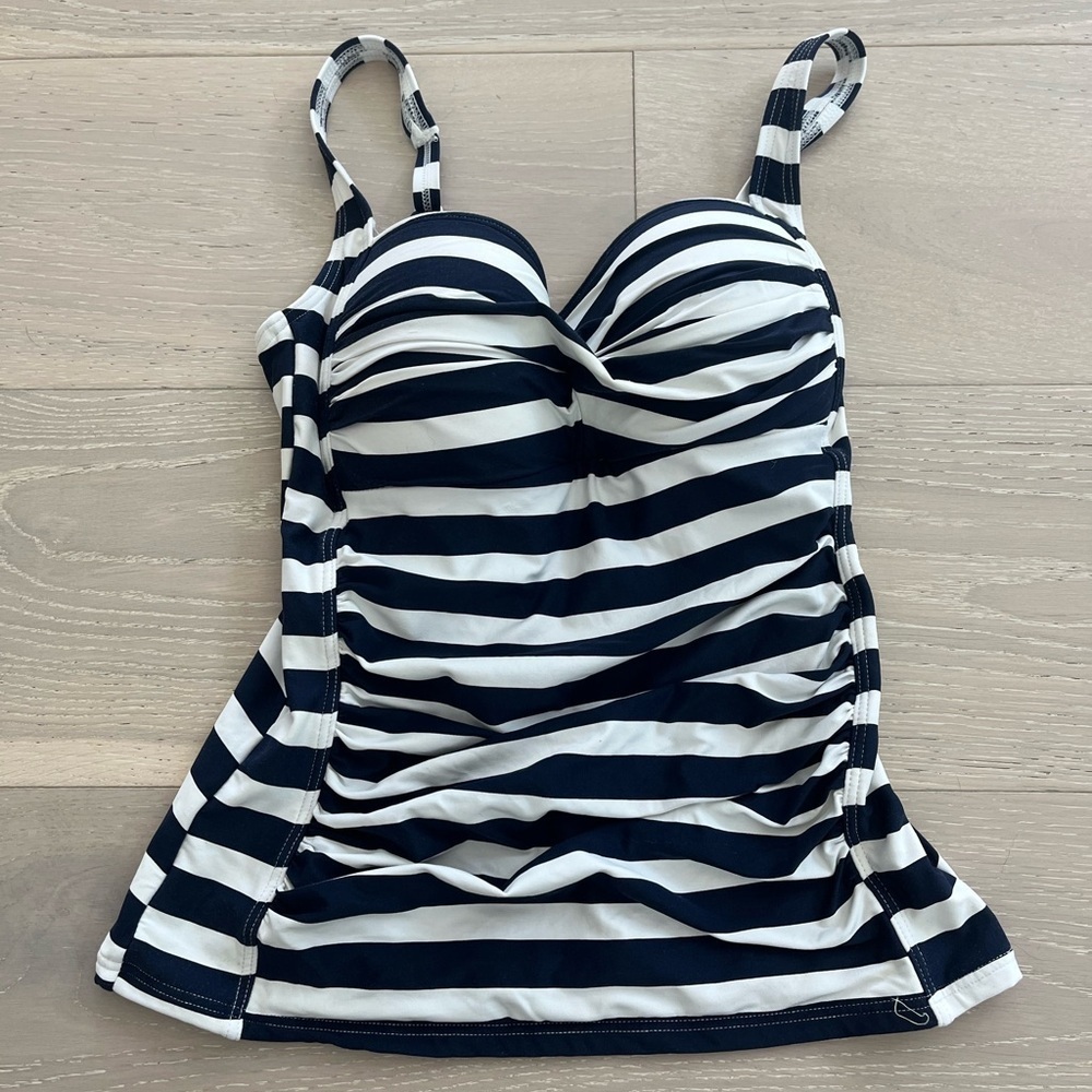 Bond eye australia tankini top navy blue white striped sz 6